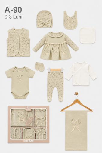 BABY ZUHU Set bebe 0–3 luni 10 piese „Floral”