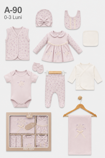 BABY ZUHU Set bebe 0–3 luni 10 piese „Floral”