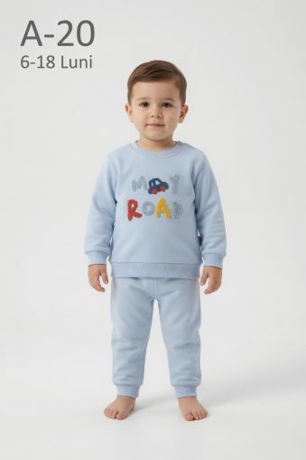 ELBEBEK Set bebeluși 6–18 luni cu mașinuță și broderie „My Road”