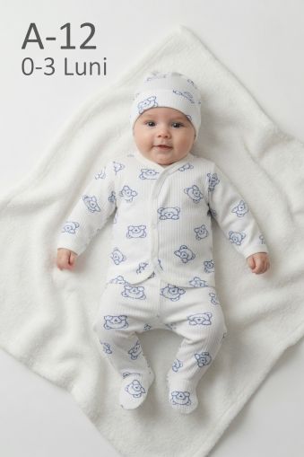 ÖZLEV Set zıbın bebe 0–3 luni cu imprimeu cățeluș simpatic