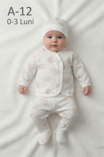 ÖZLEV Set zıbın bebe 0–3 luni cu imprimeu cățeluș simpatic
