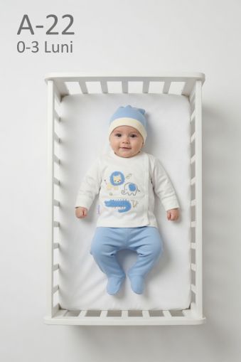BABYCAN Set nou-născut 0–3 luni cu animale și detalii suzene