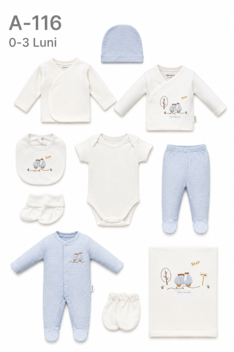 BEBITOF Set bebe 0–3 luni 10 piese cu imprimeu motocicletă