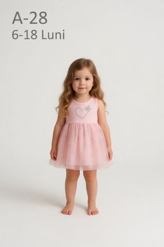 NAYINOM Rochie bebe 6–18 luni cu inimă mare, sclipici și tull