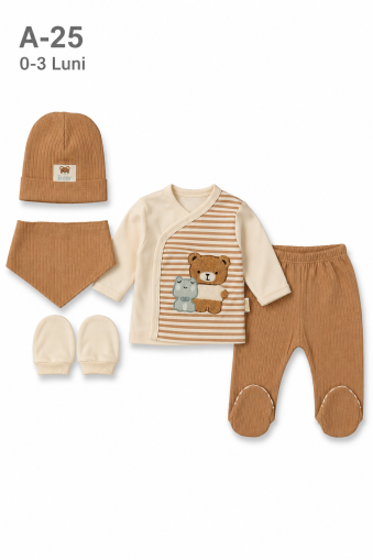 BABYIM Set bebe 0–3 luni 5 piese „Bear”