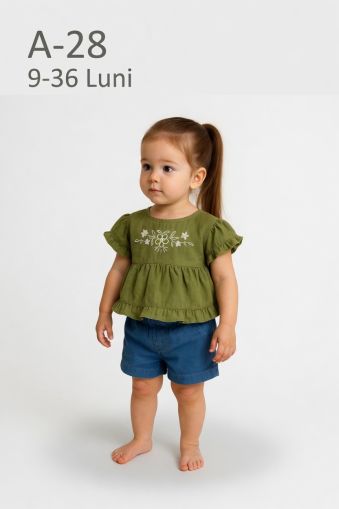 Set brodat Bip Baby 6-24 luni pentru bebeluși fetițe