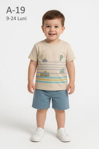 PAFFUTOKIDS Set bebeluși 9–24 luni cu imprimeu trenuleț