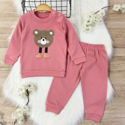Costum 2 Piese Pentru Fete Cu Model Urs Karacon 6-9-12-18 Luni A29