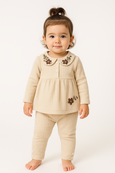 Set fetiță Milk Baby 6-9-12-18-24 luni cu guler brodat A37