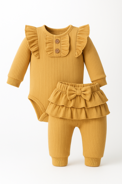 Costum Cocomell cu volane 6-9-12-18-24 luni A32