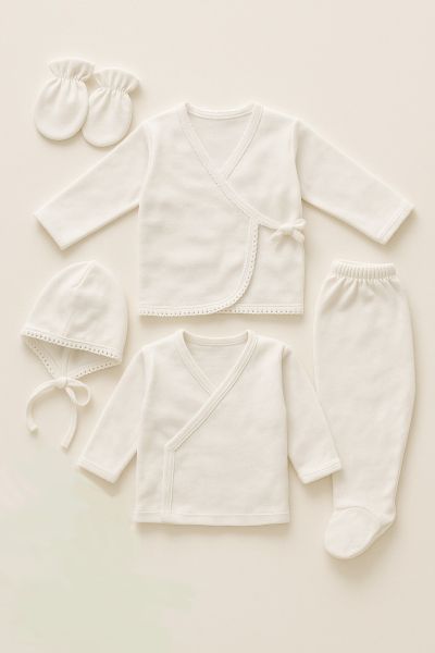 Set de lenjerie intimă cu 5 piese, 0-3 luni, culoare: crem A40