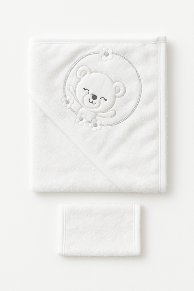 Buude Kids 75X75 Cm Prosop De Baie Pentru Bebelusi Cu Urs A26