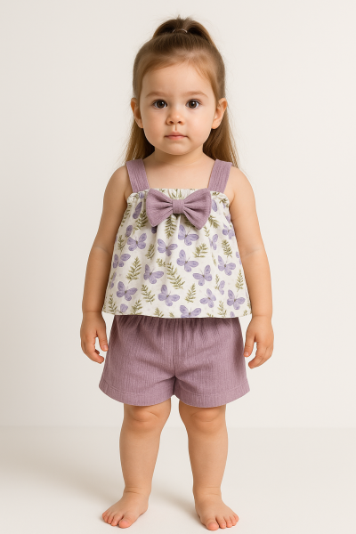 Set de rochie Pepelino cu imprimeu floral și fluturi pentru bebeluși, 6-24 luni A35