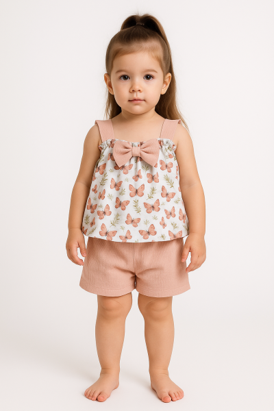 Set de rochie Pepelino cu imprimeu floral și fluturi pentru bebeluși, 6-24 luni A35