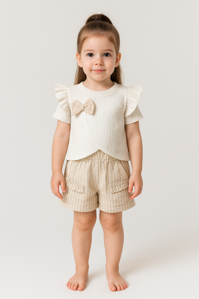 Tanış Baby Set de vară pentru fete 2-3-4-5 ani Maro A42