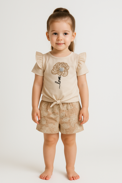 Costum Pepelino cu model floral pentru fete, 3-4-5-6 ani A40