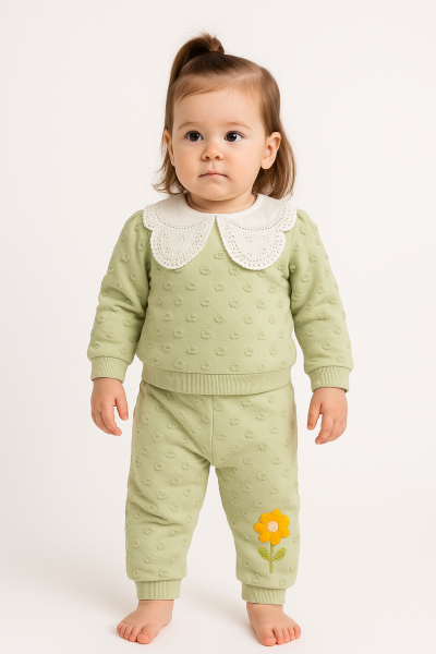 Babyhi Set fetita 6-9-12 luni guler dantela A48