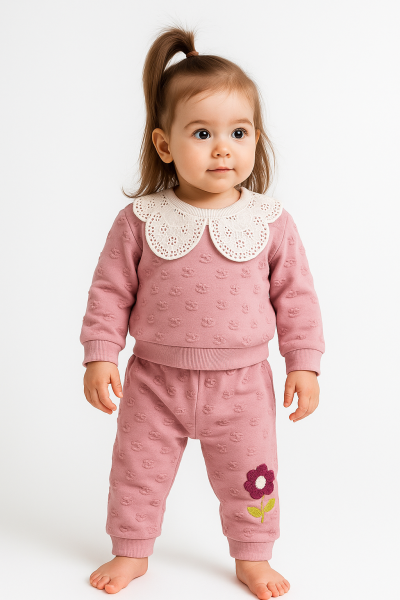 Babyhi Set fetita 6-9-12 luni guler dantela A48