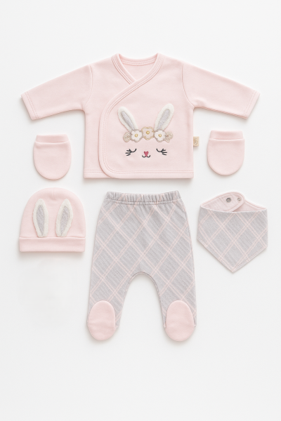 Set body din bumbac Babyim 0-3 luni Iepure A39