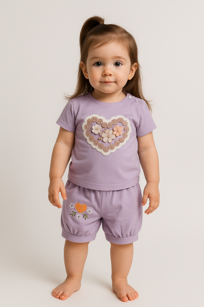 Set Öyküm Kids cu model de inimă pentru bebeluși, fetițe, 9-24 luni A32