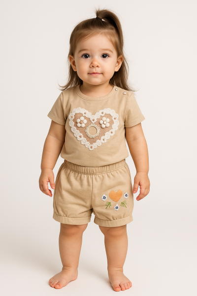Set Öyküm Kids cu model de inimă pentru bebeluși, fetițe, 9-24 luni A32