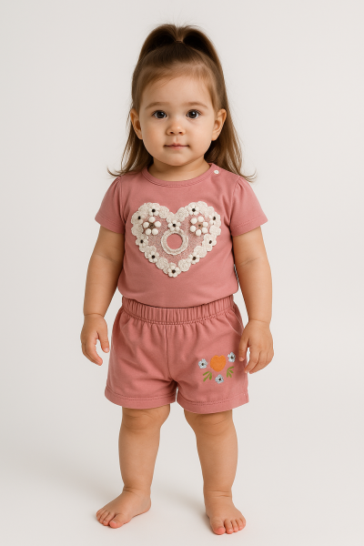 Set Öyküm Kids cu model de inimă pentru bebeluși, fetițe, 9-24 luni A32