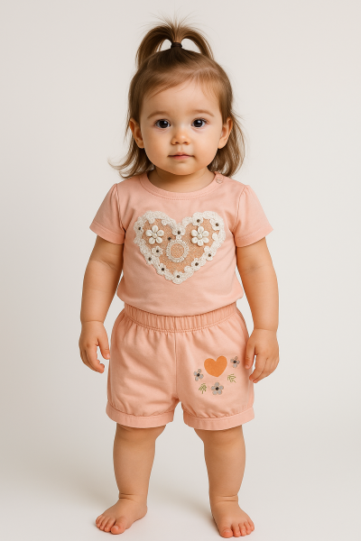 Set Öyküm Kids cu model de inimă pentru bebeluși, fetițe, 9-24 luni A32
