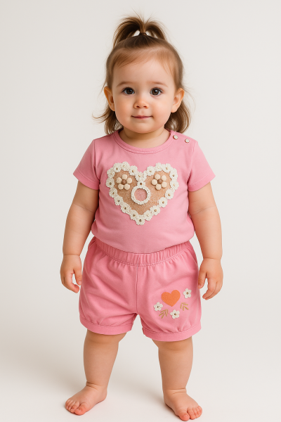 Set Öyküm Kids cu model de inimă pentru bebeluși, fetițe, 9-24 luni A32
