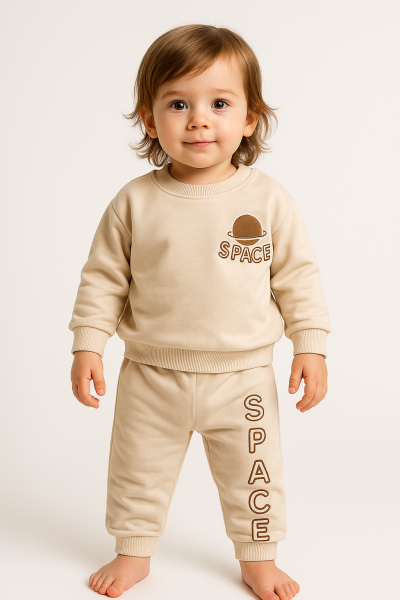 Set bebeluși Babycoy din bumbac pieptănat cu imprimeu spațial, 9-12-18-24 luni A45