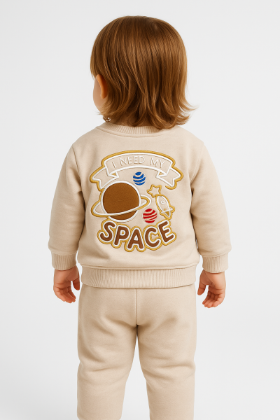Set bebeluși Babycoy din bumbac pieptănat cu imprimeu spațial, 9-12-18-24 luni A45