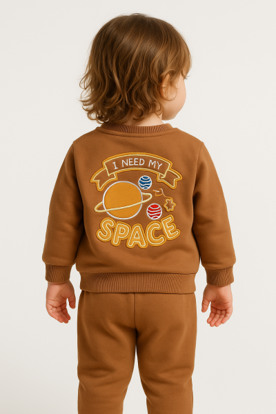 Set bebeluși Babycoy din bumbac pieptănat cu imprimeu spațial, 9-12-18-24 luni A45