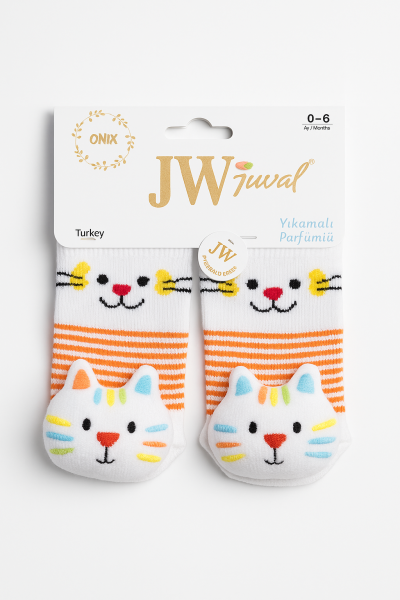 Șosetă de jucărie din bumbac Jw Baby 0-6 luni, tip pisică A11