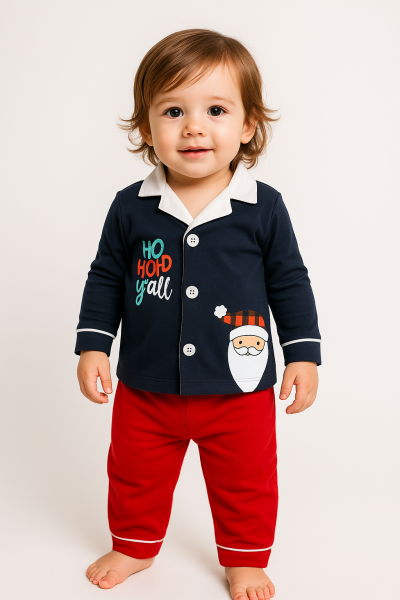 Dolaş Kids 6-9-12-18-24 Luni Set Pijama Printed Crăciun A35