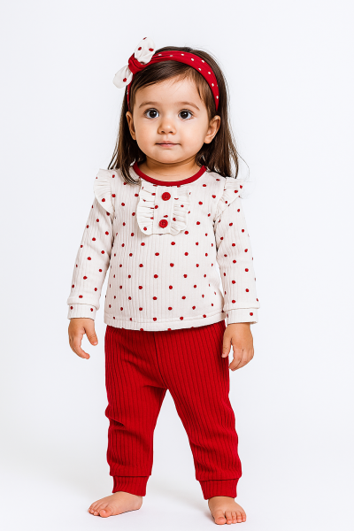 Pijamale pentru bebeluși cu imprimeu de inimă, model Dolaş Kids 6-9-12-18 luni A44