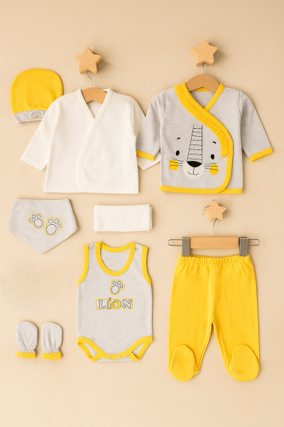 SET BODY DE LUX CONCON BĂRBAȚI 0/3 LUNI 8 PIECE A67