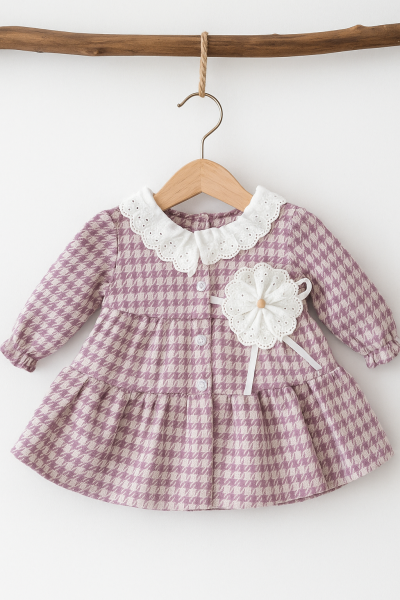 Rochie Pentru Bebelusi Mirabel Cu Guler Dantela 9-12-18-24 Luni A28