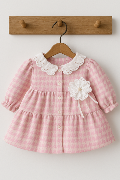 Rochie Pentru Bebelusi Mirabel Cu Guler Dantela 9-12-18-24 Luni A28