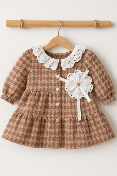 Rochie Pentru Bebelusi Mirabel Cu Guler Dantela 9-12-18-24 Luni A28