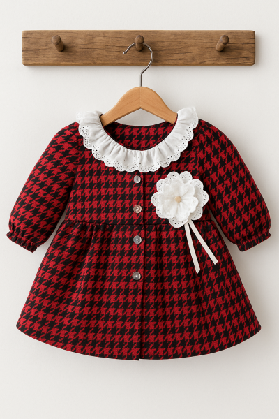 Rochie Pentru Bebelusi Mirabel Cu Guler Dantela 9-12-18-24 Luni A28
