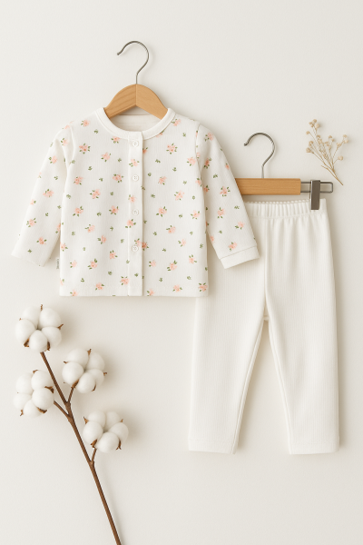 Set Pentru Bebelusi Cu Imprimeu Floral Nurhas 0-3-6 Luni A28