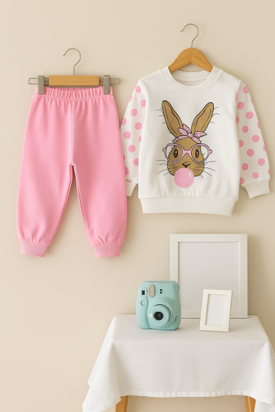 Set fetiță Güles Baby 9-12-18 luni din bumbac iepure A34