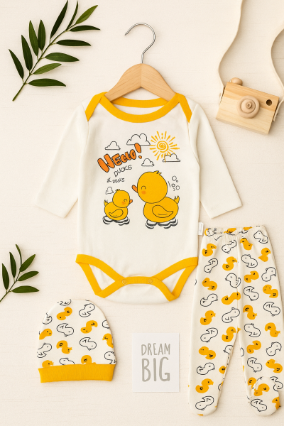 Minibird 0-3 Luni Ratusca Set 3 Piese Nou Nascut A23