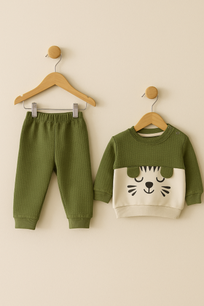 ÇITIR SET BEBELUȘI TIGER CU URECHI 6-9-12-18-24 LUNI A35