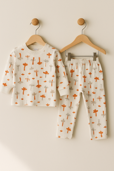 Set de pijamale pentru bebeluși Özlv cu model de copaci, 1-2-3 ani A11