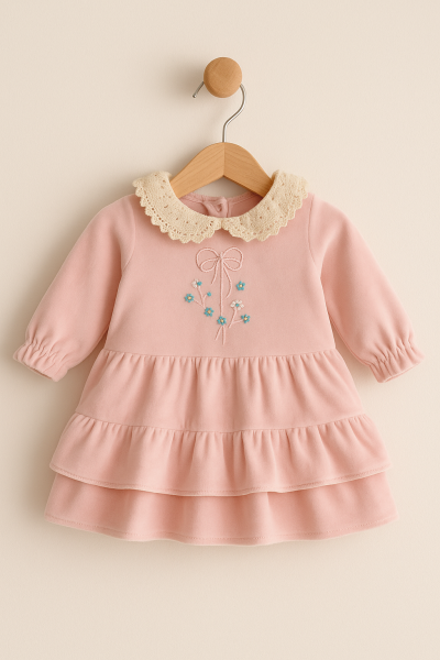 Rochiță de catifea pentru bebeluși, model Million, 6-9-12 luni A40