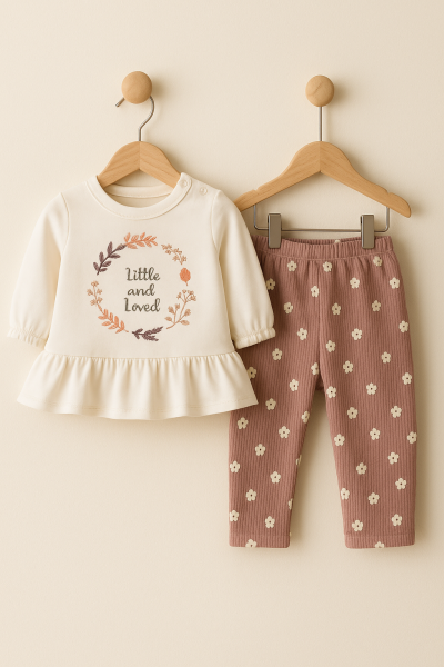 Set bebeluși Bip Baby 6-9-12-18 luni, bumbac pieptănat, imprimat, Little and Loved A29