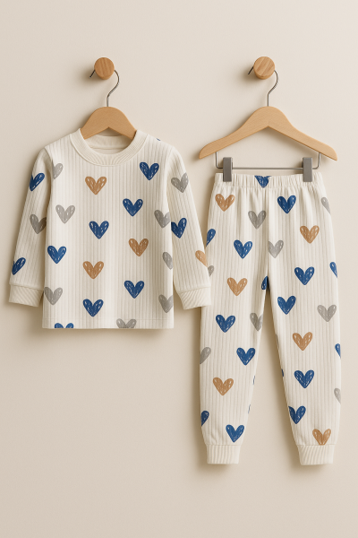 Set de pijamale Özlv pentru bebeluși cu imprimeu de inimă, 1-2-3 ani A11