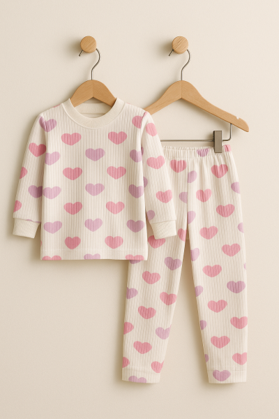Set de pijamale pentru bebeluși Özlv cu imprimeu de inimă, 1-2-3 ani A11