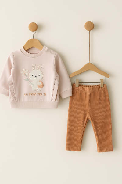 Set pentru bebeluși Bip Baby 6-9-12-18-24 luni cu broderie de iepure A29