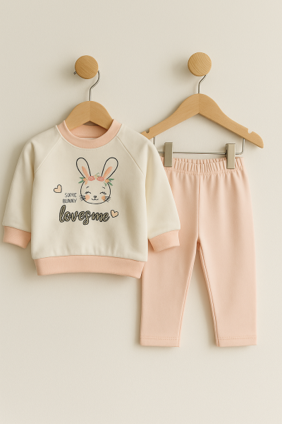 Set de rochie Annora pentru bebeluși, model iepuraș, 3-6-9-12 luni, brodat A27